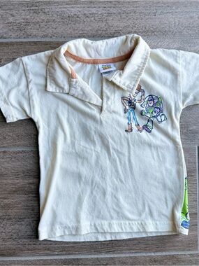 Toy Story Cream Kids Polo Top Buzz and Woody Characters